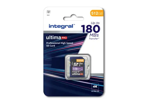  Integral 512GB PROFESSIONAL HIGH SPEED 180MB/S SDHC/XC V30 UHS-I U3 