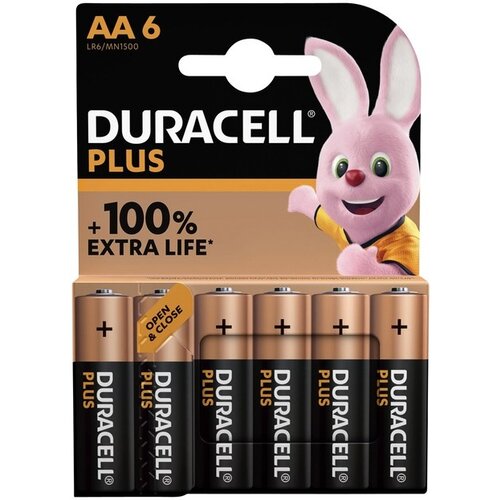  Duracell MN1500 AA Plus 100% Alkaline blister 6 