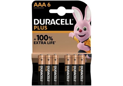  Duracell MN2400 AAA Plus 100% Alkaline blister 6 