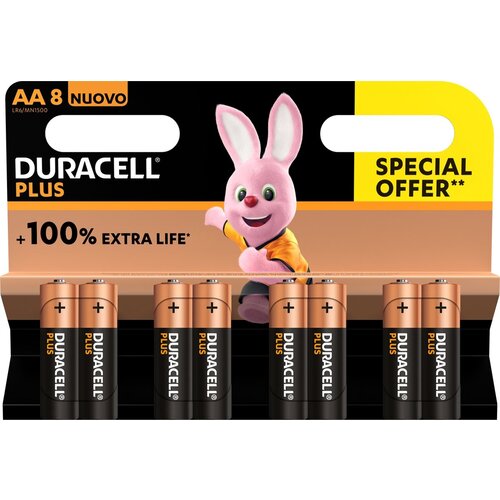  Duracell MN1500 AA Plus 100% SO Alkaline blister 8 