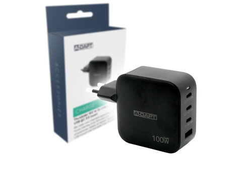  A-DAPT Thuislader 100W 3x USB-C PD + USB QC 3.0 zwart 