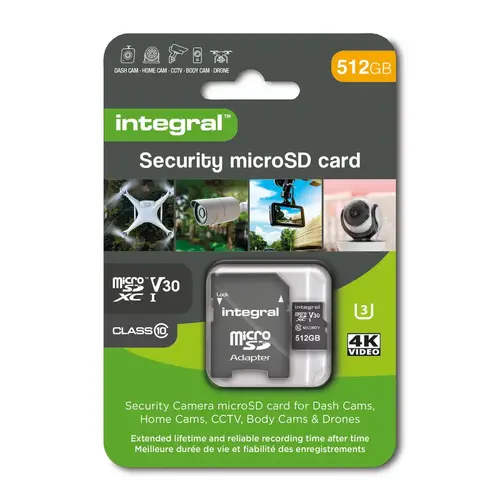  Integral 512GB Micro SD Card For Dash Cam Security 4K V30 U3 