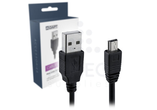  A-DAPT Data en laadkabel Mini-USB zwart 