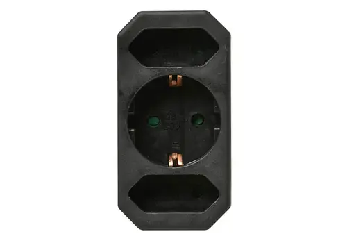  VB Extend Verdeelstekker 2x euro + 1x RA verticaal zwart 