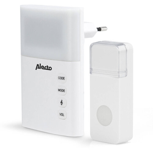  Alecto Draadloze Deurbel met Flitslicht Wit 