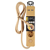 Q-Link 3V Stekkerdoos met 2x USB ingang | 1,5M | Goud | Schakelaar