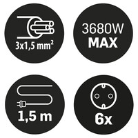 thumb-6V Tafelcontactdoos | 1,5M | Wit-4