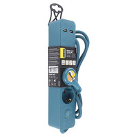 thumb-3V Stekkerdoos met 2x USB ingang | 1,5M | Petrol | Schakelaar-2