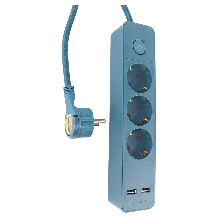 3V Tafelcontactdoos met 2x USB ingang | 1,5M | Petrol | Schakelaar-6