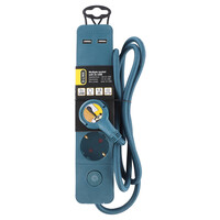 thumb-3V Stekkerdoos met 2x USB ingang | 1,5M | Petrol | Schakelaar-1