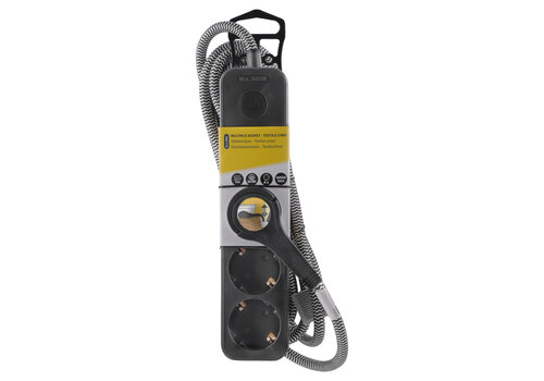  Q-Link 4V Stekkerdoos | 3M | Zwart | Schakelaar 