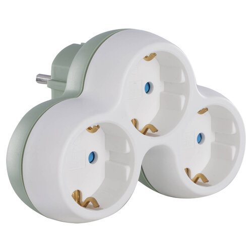  Q-Link Verdeelstekker 3 x Randaarde Wit / Grijs 