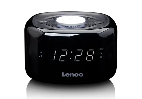  Lenco FM Wekkerradio met Nachtlamp Zwart 