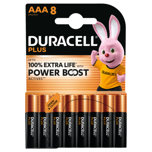  Duracell Plus Power Boost AAA 8 pack (Vervangt Plus Alkakine 100%) 