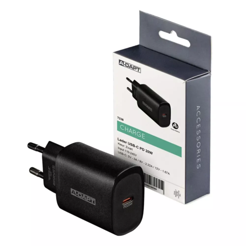  A-DAPT Thuislader 20W 1x USB-C PD zwart 