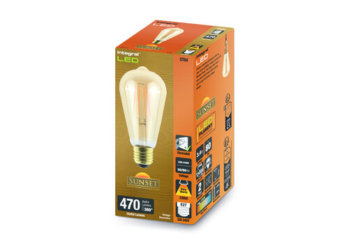  Integral Sunset Vintage Filament ST64 E27 3,4W 470LM Amber Dimbaar 