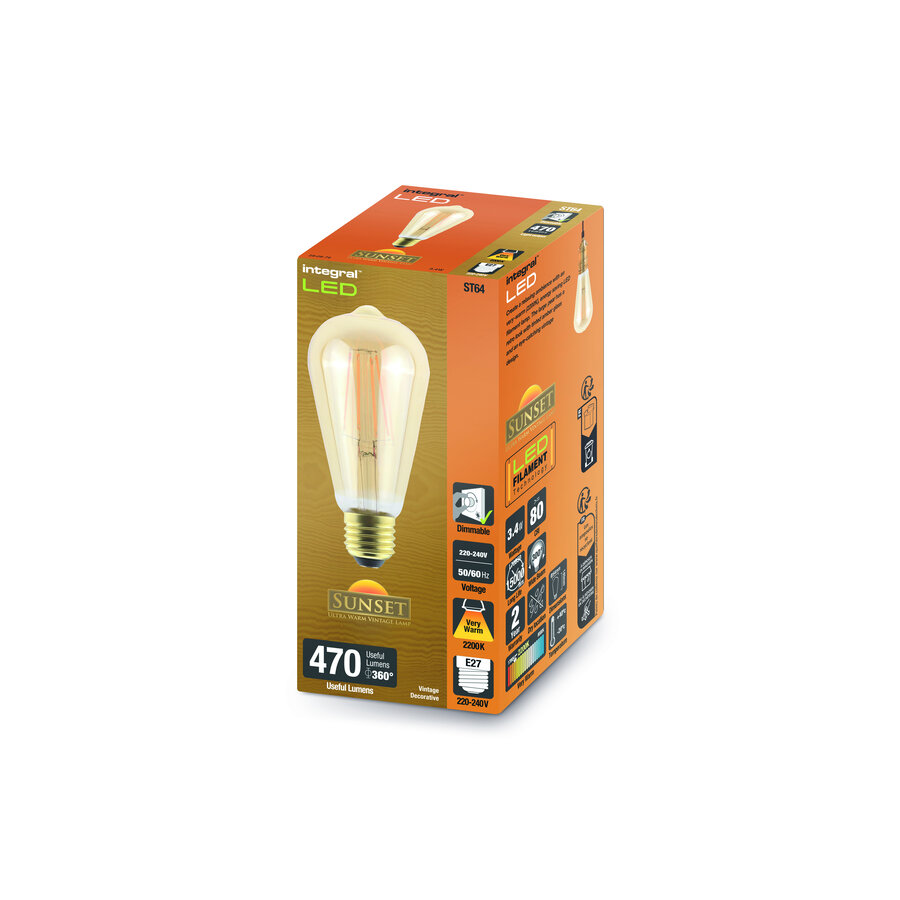 Sunset Vintage Filament ST64 E27 3,4W 470LM Amber Dimbaar-1