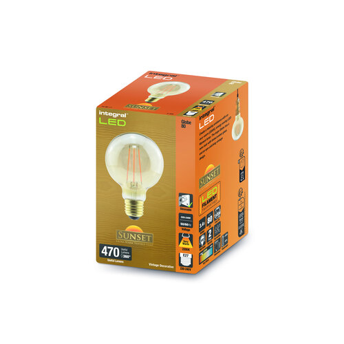  Integral Sunset Vintage Filament Globe G80 E27 3,4W 470LM Amber Dimbaar 