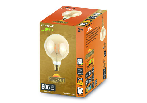  Integral Sunset Vintage Filament Globe G125 E27 5,9W 806LM Amber Dimbaar 