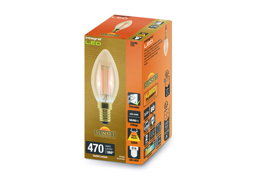  Integral Sunset Vintage Filament Kaars E14 3,4W 470LM Amber Dimbaar 