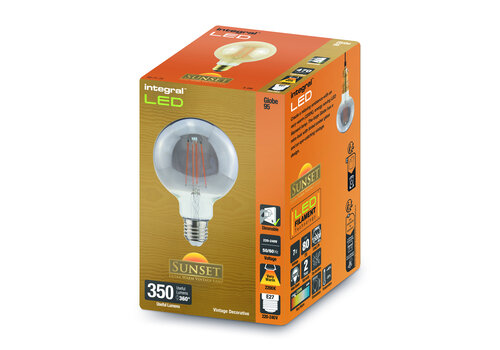  Integral Sunset Vintage Filament Globe G95 E27 7W 350LM Smoke Dimbaar 