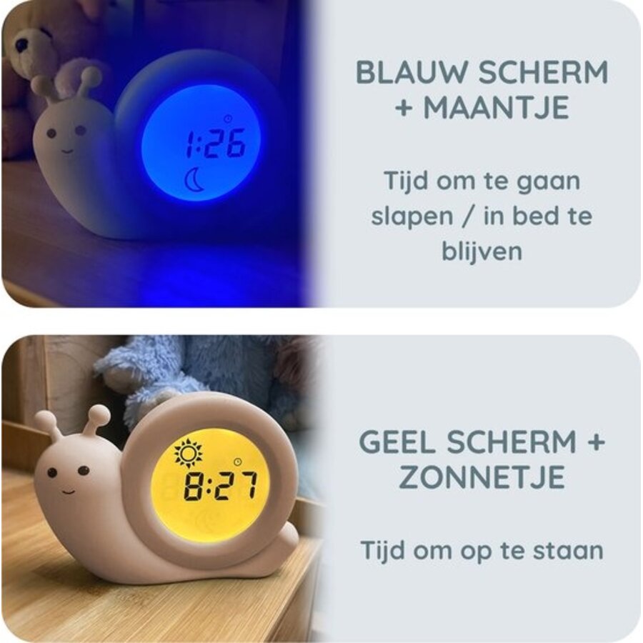 BC110BE SIMON - Slaaptrainer, nachtlampje en wekker, slak, taupe-7