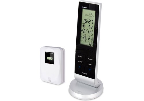Alecto WS-1150 Weerstation met draadloze buitensensor, zwart/zilver   Alecto WS-1150 Weerstation met draadloze buitensensor, zwart/zilver