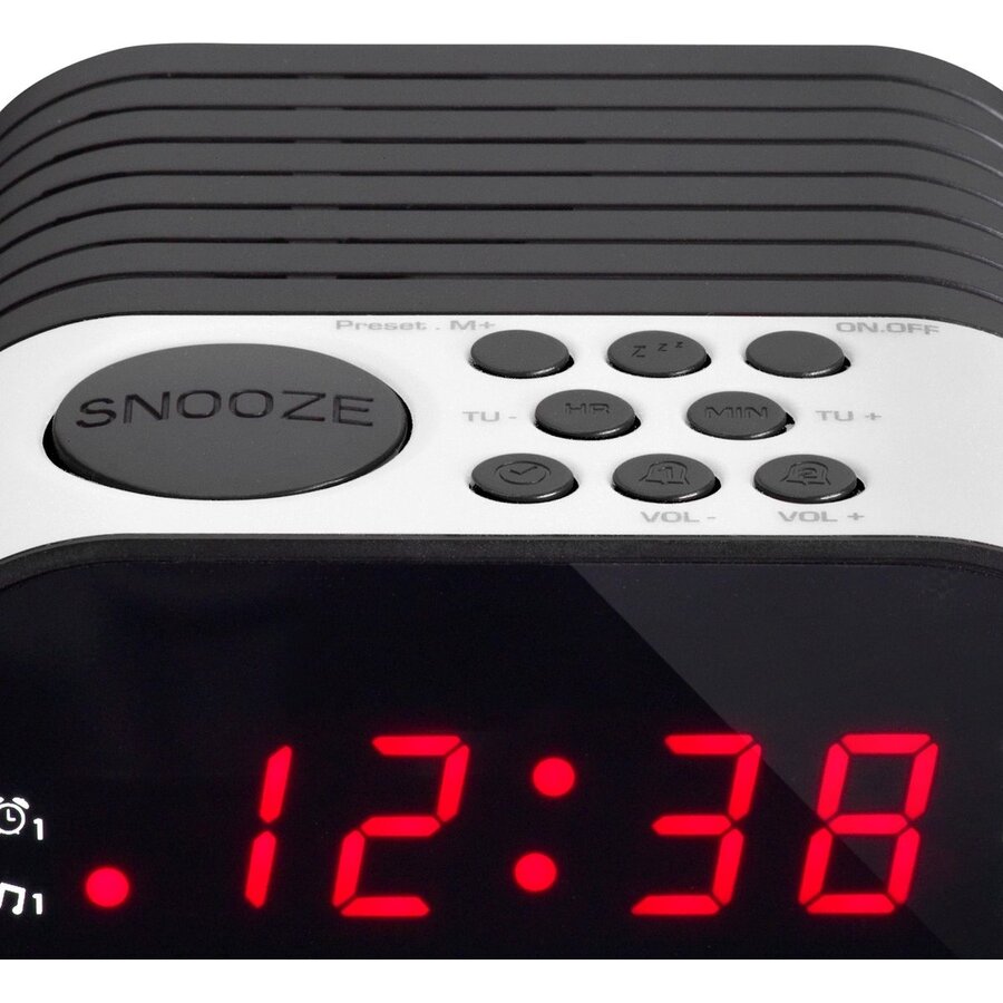 CR-07 White FM Wekkerradio met slaaptimer en dubbele alarm functie - Wit-5