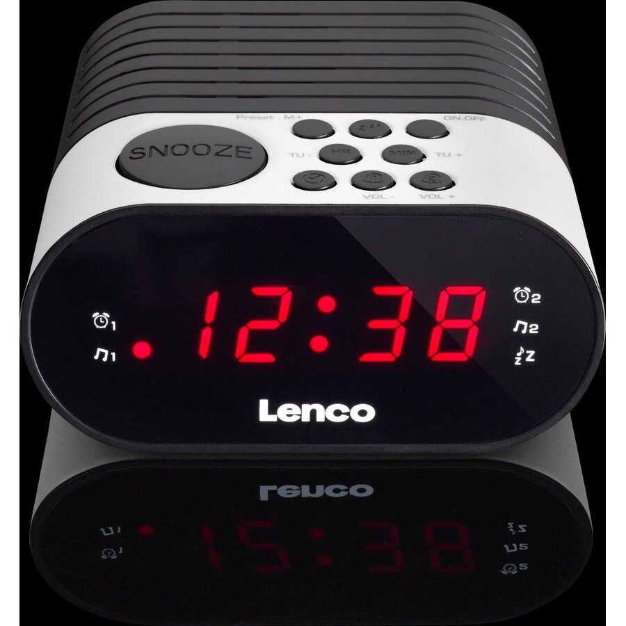 CR-07 White FM Wekkerradio met slaaptimer en dubbele alarm functie - Wit-3