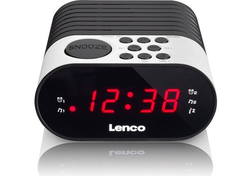  Lenco CR-07 White FM Wekkerradio met slaaptimer en dubbele alarm functie - Wit 