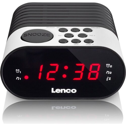 Lenco CR-07 White FM Wekkerradio met slaaptimer en dubbele alarm functie - Wit   Lenco CR-07 White FM Wekkerradio met slaaptimer en dubbele alarm functie - Wit