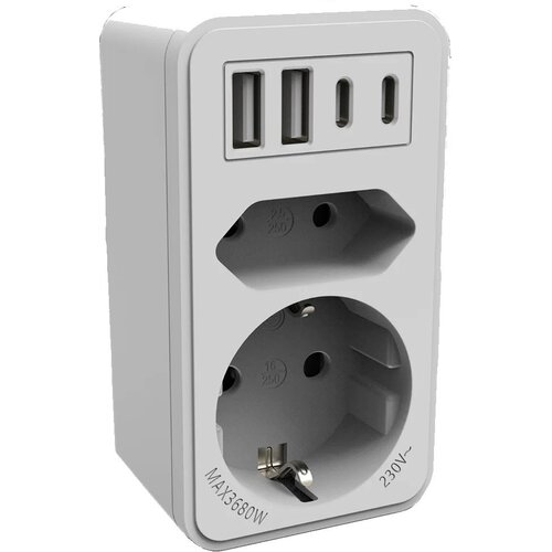  Calex Stopcontactadapter met Multi USB 