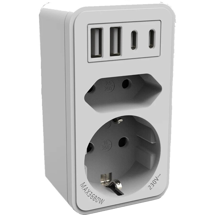 Stopcontactadapter met Multi USB-1