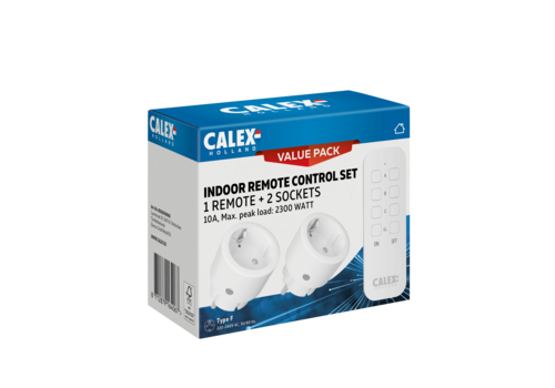  Calex Indoor Schakelset 1 afstandsbediening + 2 stopcontacten 10A,2300W 