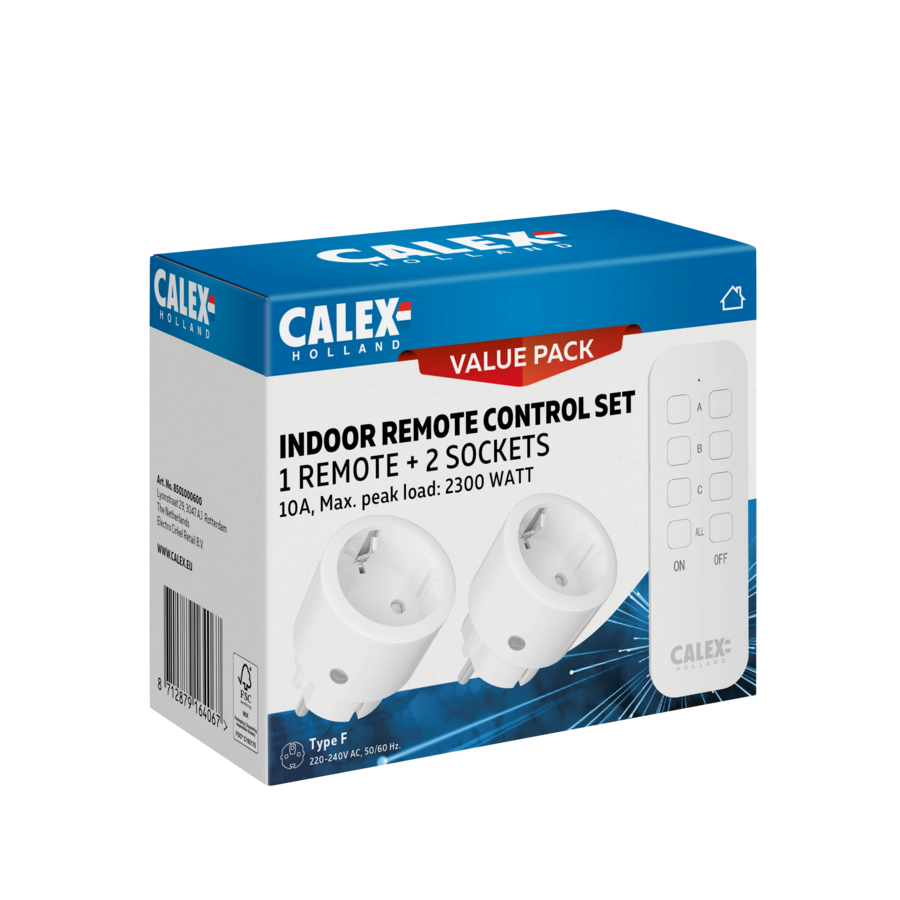 Indoor Schakelset 1 afstandsbediening + 2 stopcontacten 10A,2300W-1