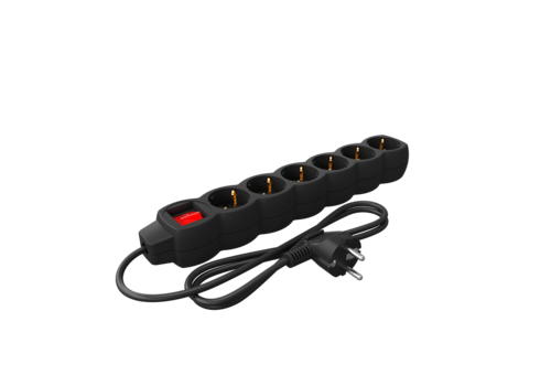  Calex Tafelcontactdoos 6 Voudig met Schakelaar Zwart 