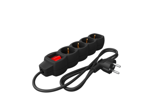  Calex Tafelcontactdoos 4 Voudig met Schakelaar Zwart 