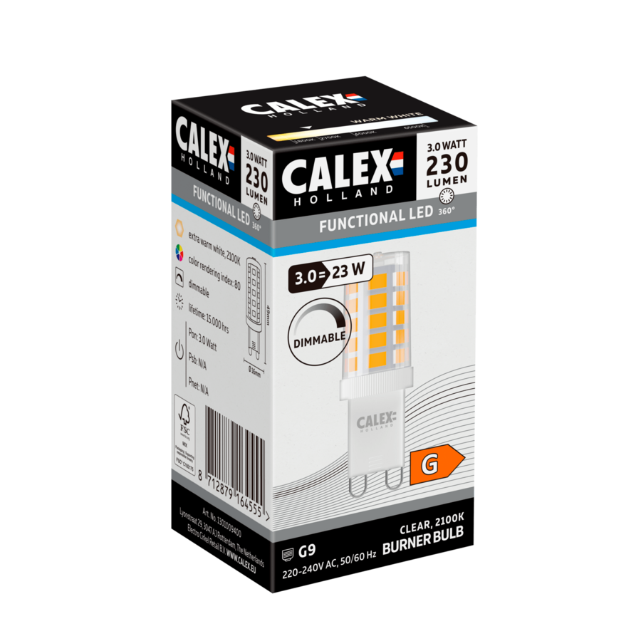G9 Helder SMD 3W 230LM 2100K 220-240V Dimbaar-1