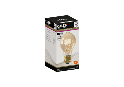  Calex Standaard A60DR Goud Flex Filament 220-240V 5.5W 470lm 2100K E27 Dimbaar met LED dimmer 