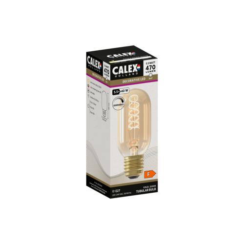  Calex Buis T45 Goud Flex Filament 220-240V 5.5W 470lm 2100K E27 Dimbaar met LED dimmer 