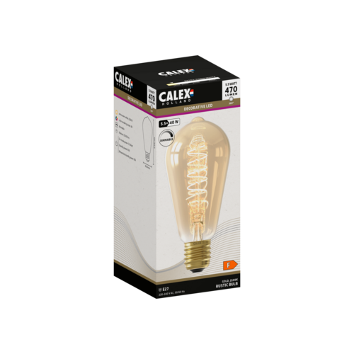  Calex Rustiek ST64 Goud Flex Filament 220-240V 5.5W 470lm 2100K E27 Dimbaar met LED dimmer 
