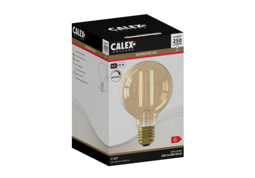  Calex Globe G80 Goud Flex Filament 220-240V 3.5W 250lm 2100K E27 Dimbaar 