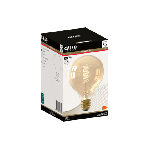  Calex Globe G95 Goud Flex Filament 220-240V 5.5W 470lm 2100K E27 Dimbaar met LED dimmer 