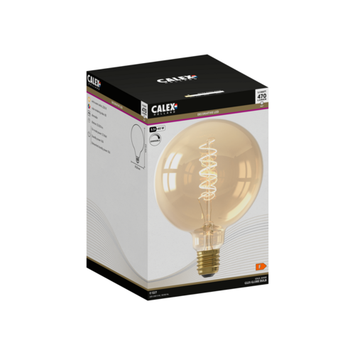  Calex Globe G125 Goud Flex Filament 220-240V 5.5W 470lm 2100K E27 Dimbaar met LED dimmer 