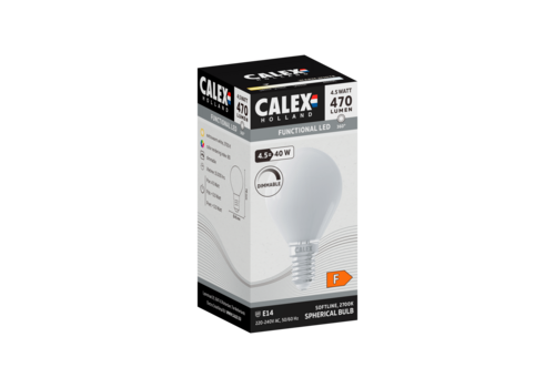  Calex Kogel P45 Softline Straight filament 220-240V 4.5W 470lm 2700K E14 Dimbaar met LED dimmer 