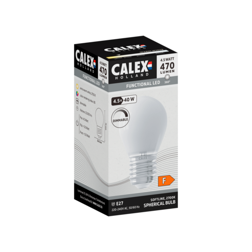  Calex Kogel P45 Softline Straight filament 220-240V 4.5W 470lm 2700K E27 Dimbaar met LED dimmer 