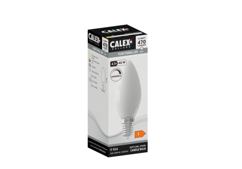  Calex Kaars B35 Softline Straight filament 220-240V 4.5W 470lm 2700K E14 Dimbaar met LED dimmer 