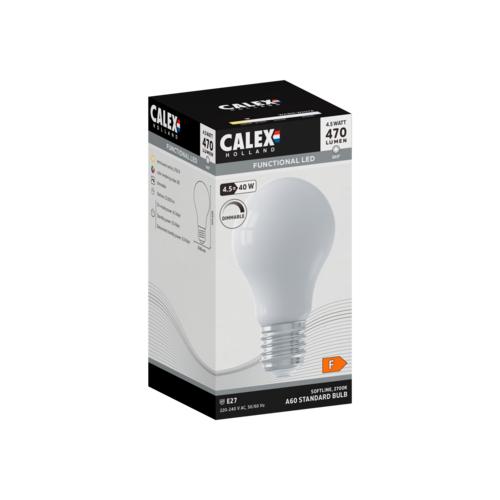  Calex Standaard A60 Softline Straight filament 220-240V 4.5W 470lm 2700K E27 Dimbaar met LED dimmer 