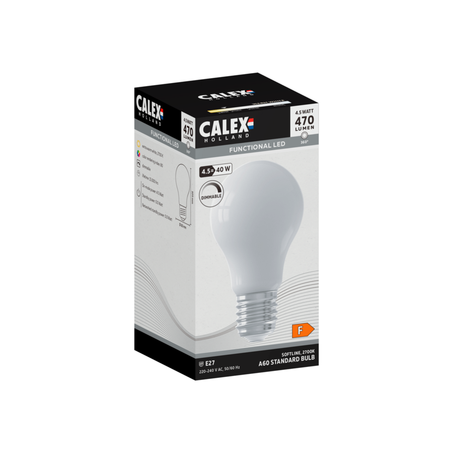 Standaard A60 Softline Straight filament 220-240V 4.5W 470lm 2700K E27 Dimbaar met LED dimmer-1