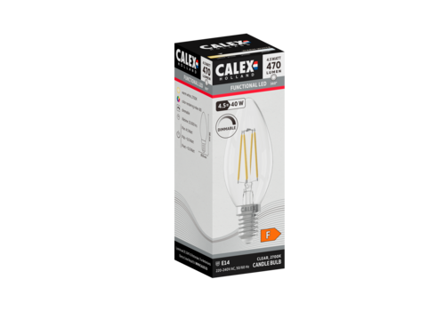  Calex Kaars B35 Helder Straight filament 220-240V 4.5W 470lm 2700K E14 Dimbaar met LED dimmer 